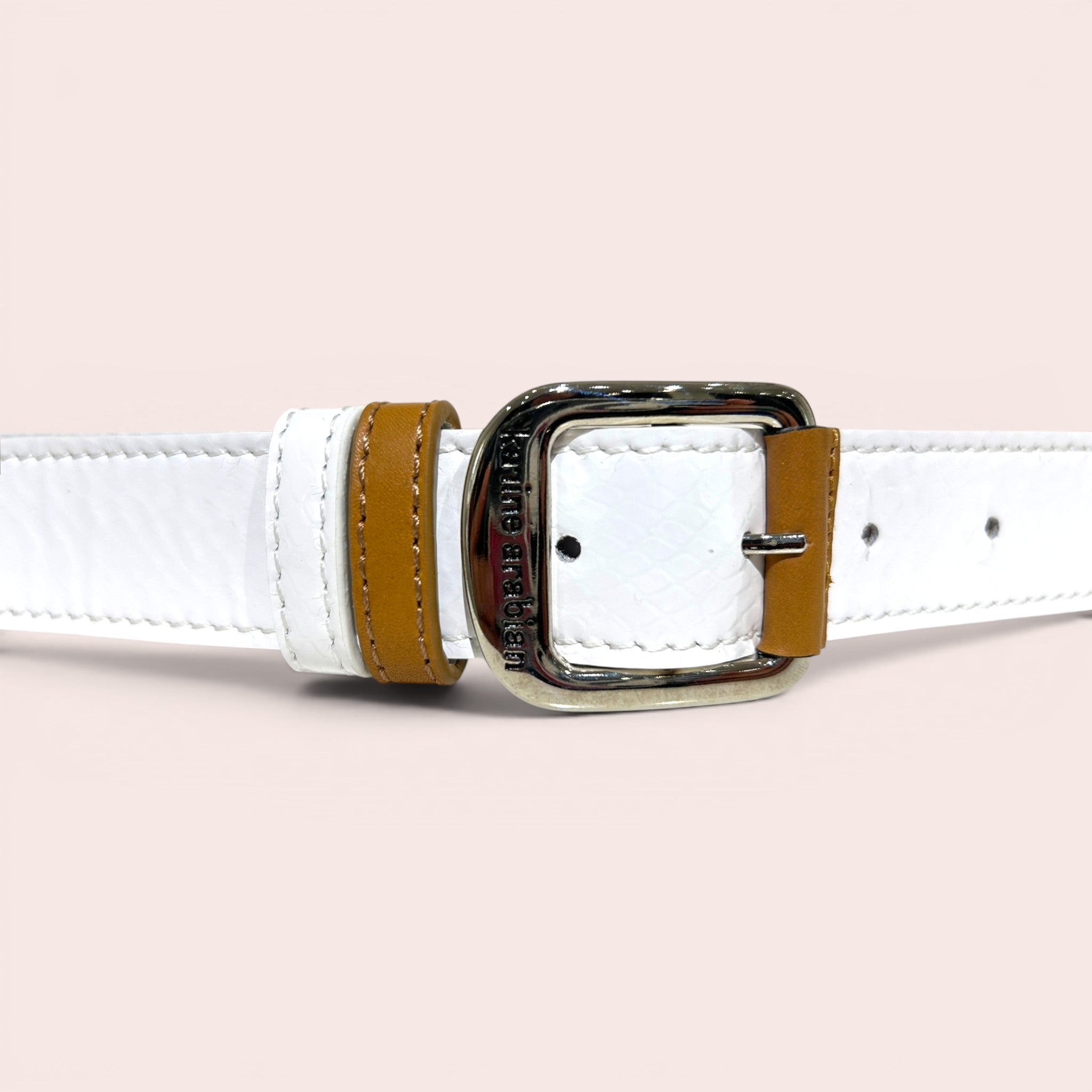 Ceinture ORTIZ verni serpent blanc