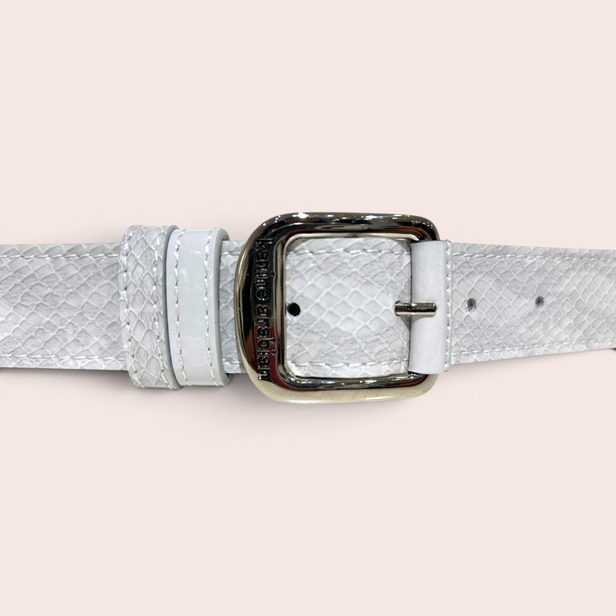 Ceinture ORTIZ verni serpent gris perle